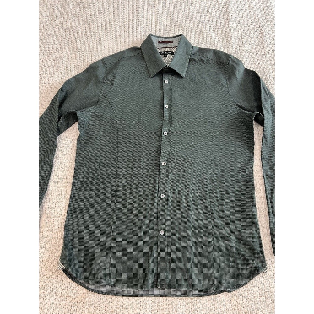 Ted Baker London Button Down Dress Shirt Sz 4 Large Grey Career Work Formal